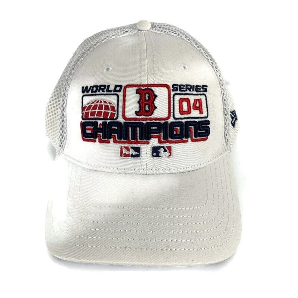 NEW ERA Mens White Mesh Fitted Hat Size OS Boston Red Sox 2004 World Champions